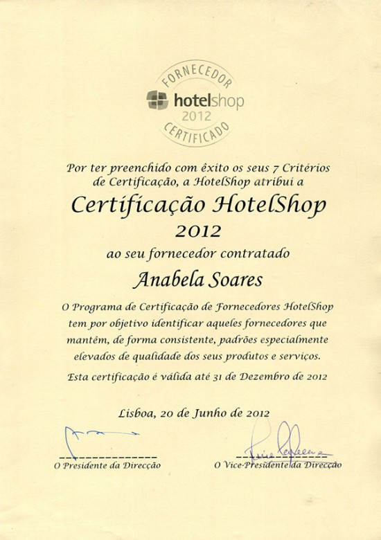 Certificação Hotelshop 2012